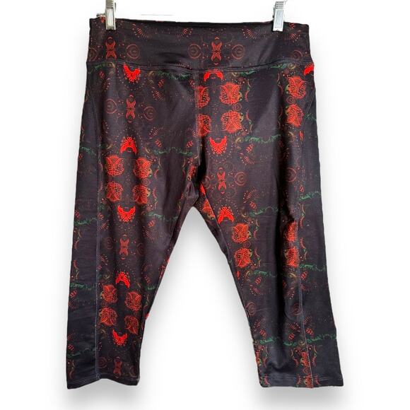 LuLaRoe Womens Leggings Sz L Jade Athletic Capris Activewear Black‎ Orange NEW - Picture 3 of 6